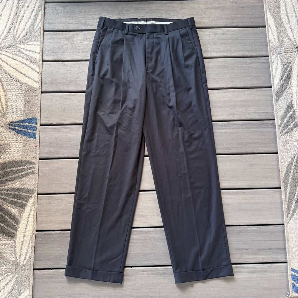 Perry Ellis Portfolio Men’s 34/32 Dress Slacks Pants Black Style PG5594 Cuffed